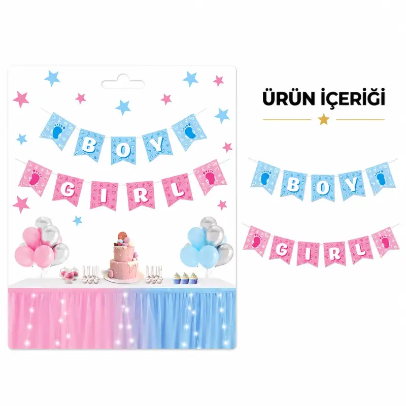 Cinsiyet Belirleme Girl or Boy Zikzak Banner