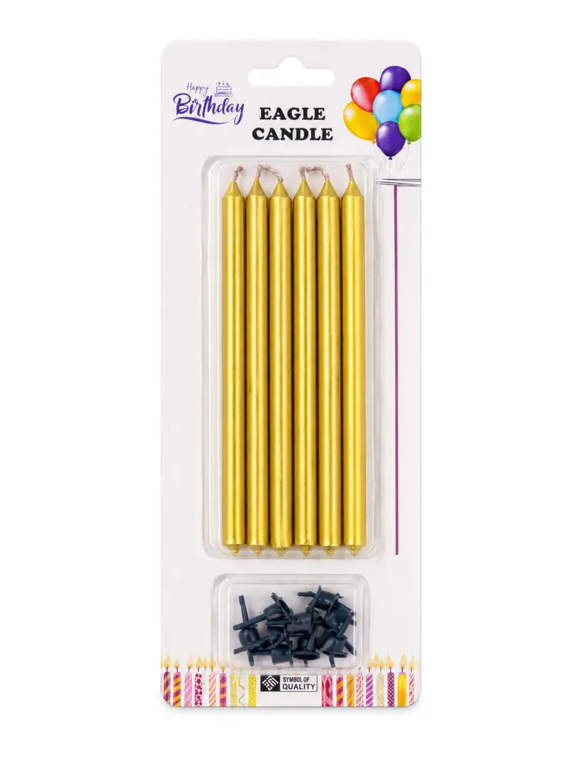 Düz Mum (10 cm) Gold - Toptan Parti Malzemesi