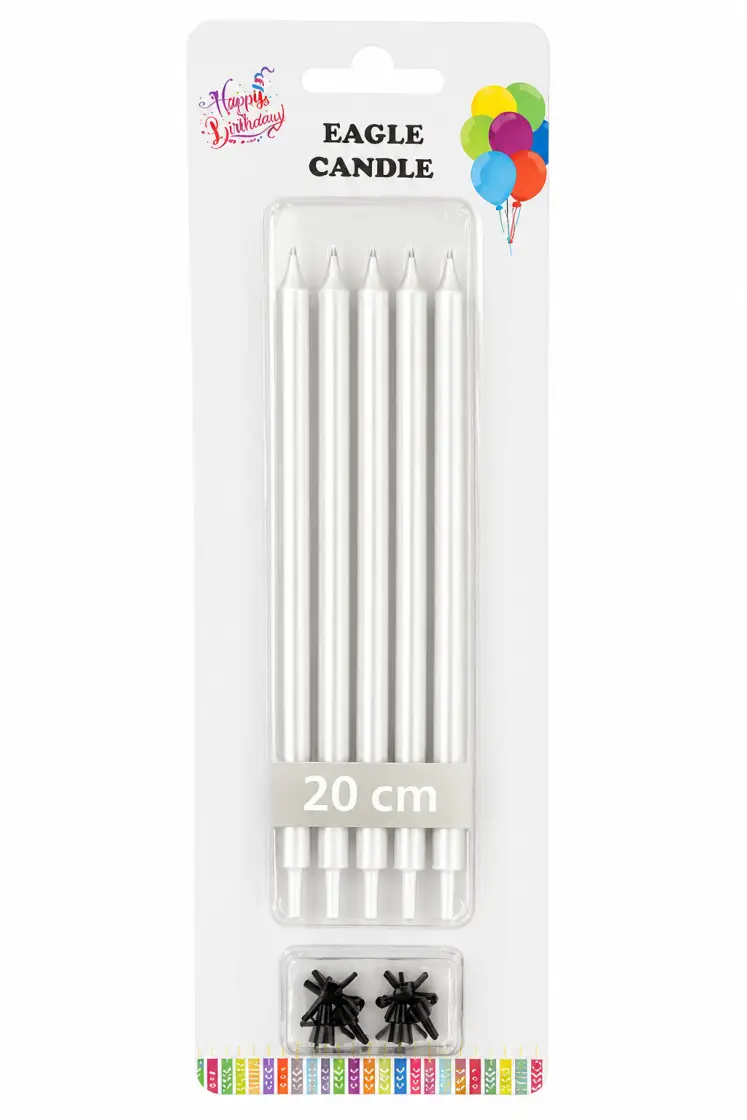 Düz Mum (20 cm) Beyaz - Toptan Parti Malzemesi