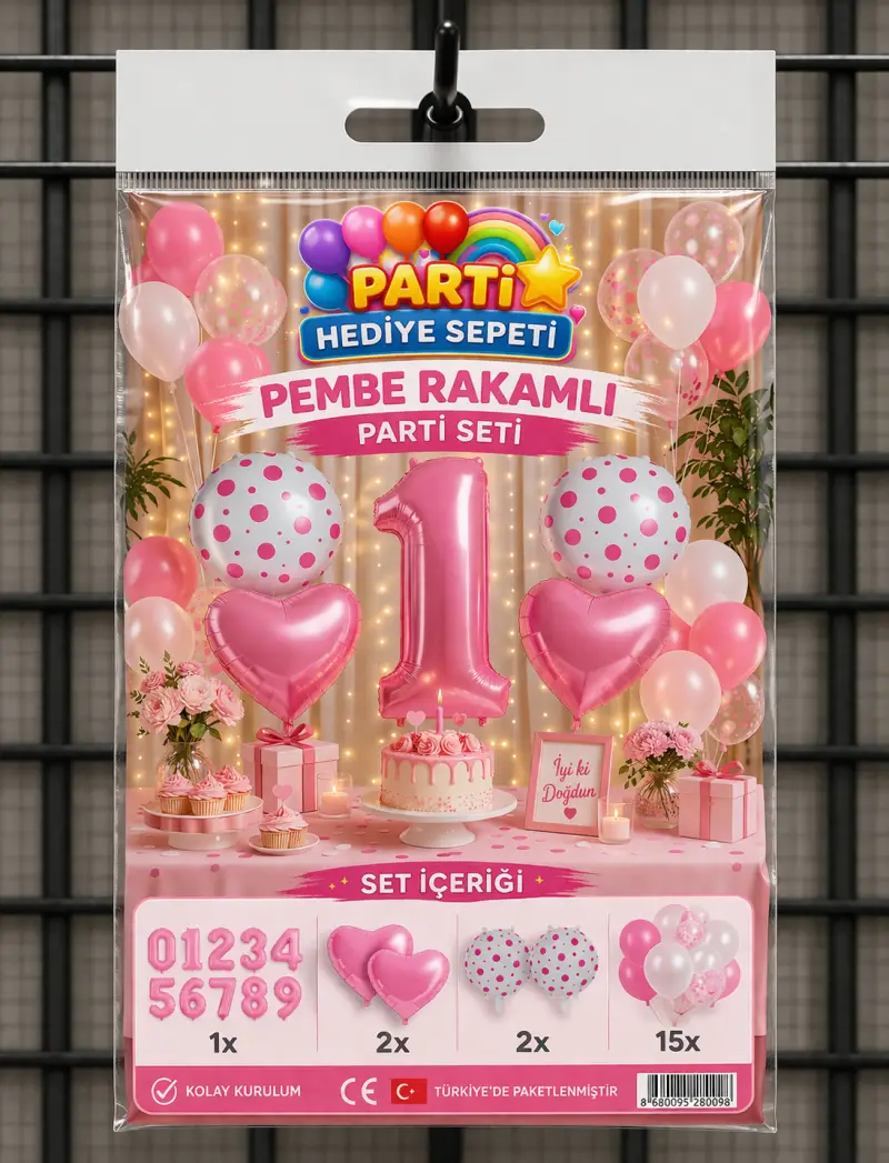 Pembe Rakamlı Parti Seti toptan parti malzemesi