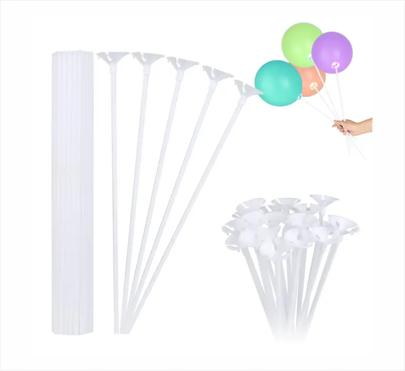 100'Lü Beyaz Balon Çubuk+Başlık toptan parti malzemesi