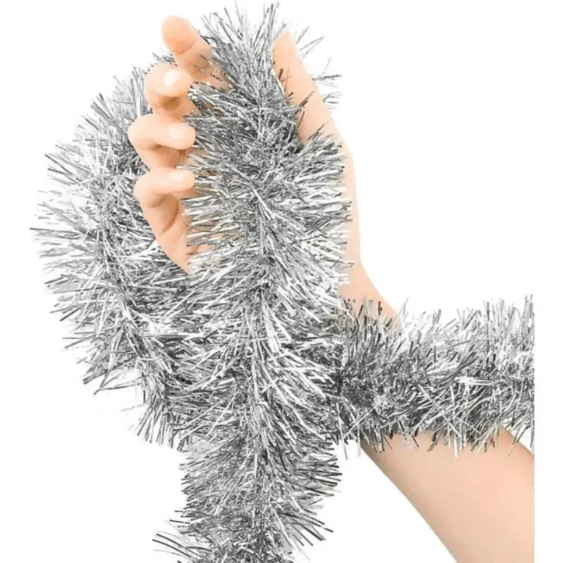 2 MT METALİZE GÜMÜŞ SİM SÜS 6,5cm toptan parti malzemesi