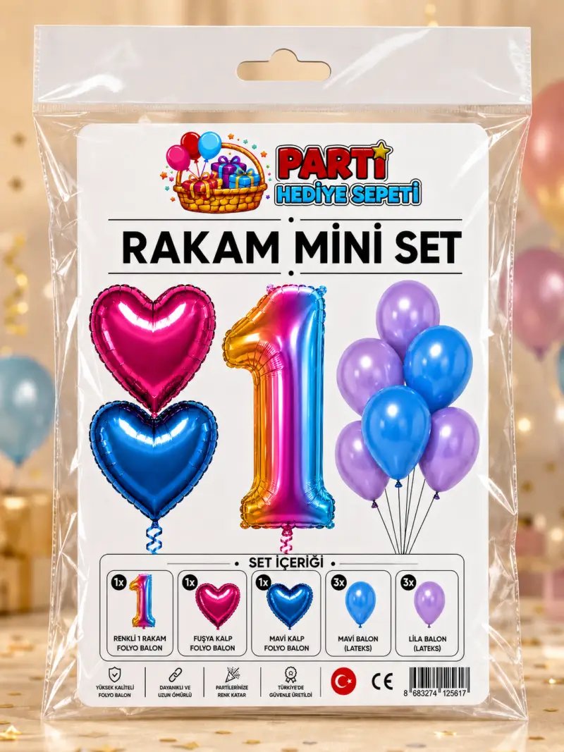 Gökkuşağı Rakam Mini Parti Seti (1) - Toptan Parti Malzemesi