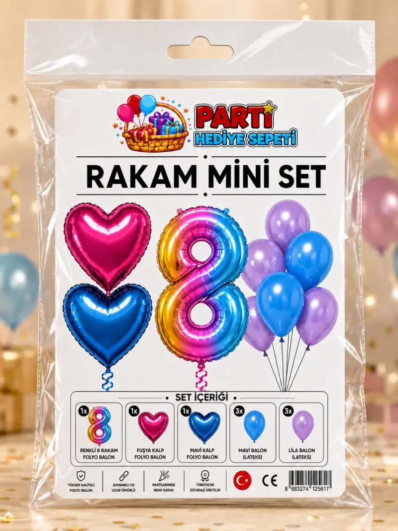 Gökkuşağı Rakam Mini Parti Seti (8)