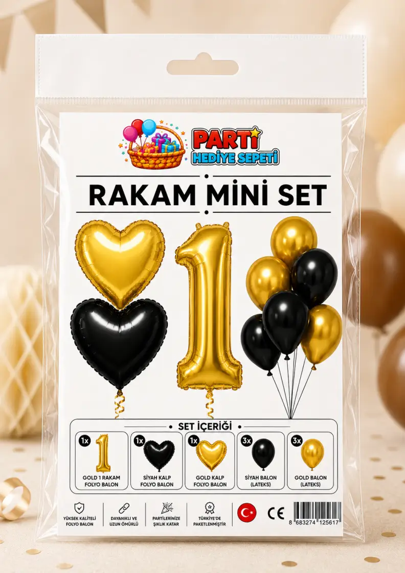 Gold Rakam Mini Parti Seti (1) - Toptan Parti Malzemesi