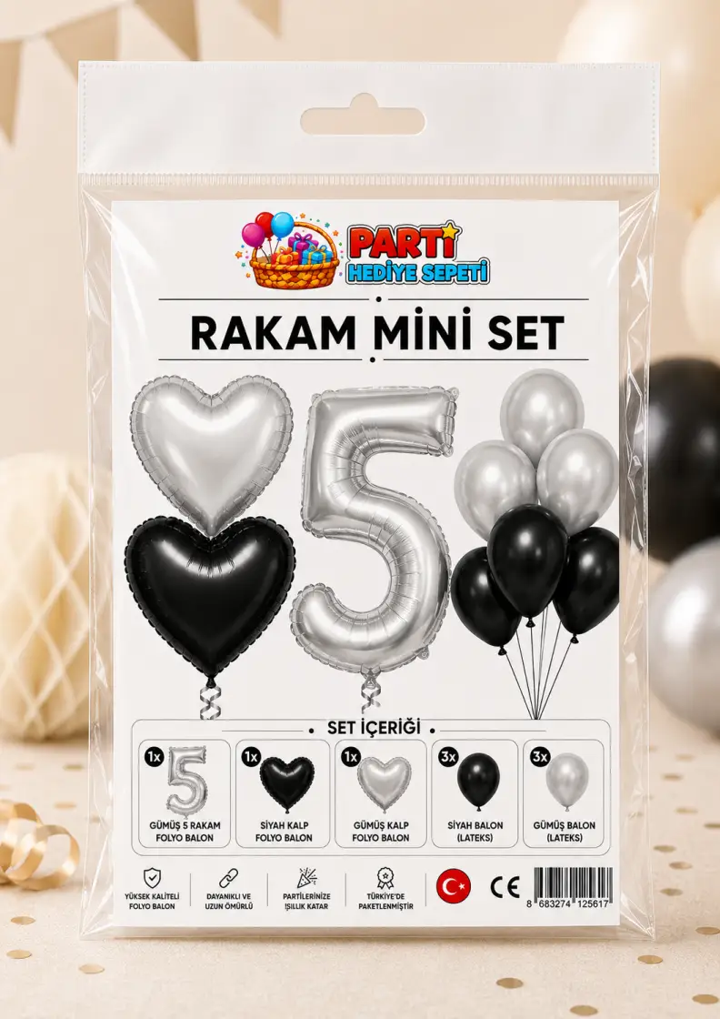 Gümüş Rakam Mini Parti Seti (5)