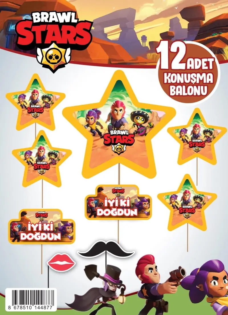 KONUŞMA BALONU SET 12 Lİ BROW STAR - Toptan Parti Malzemesi