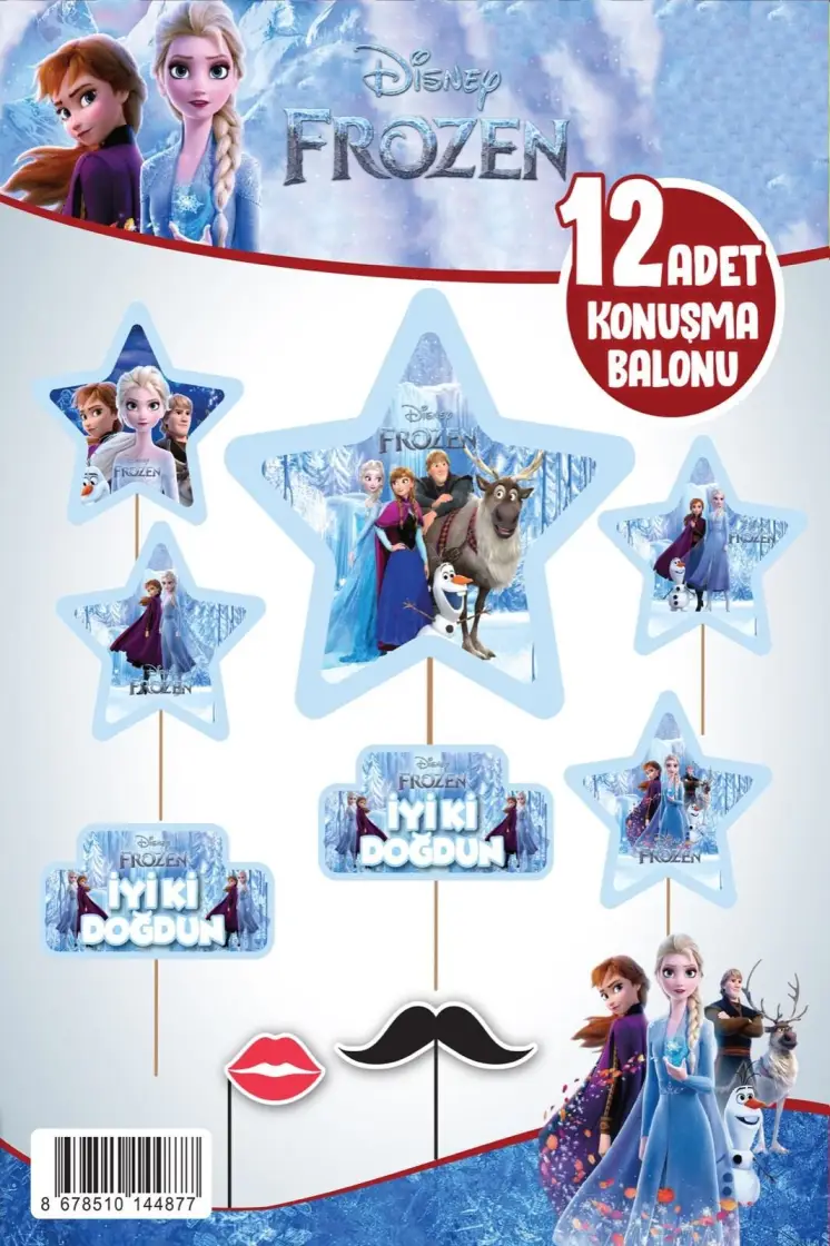 KONUŞMA BALONU SET 12 Lİ FROZEN - Toptan Parti Malzemesi