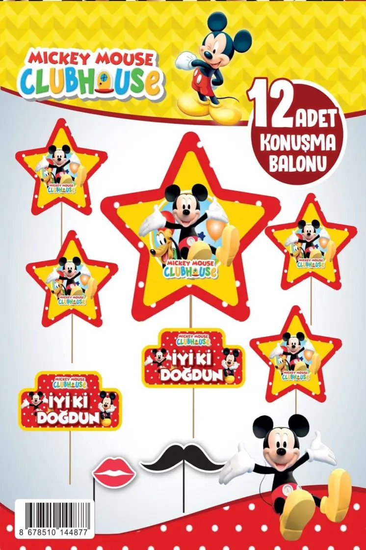 KONUŞMA BALONU SET 12 Lİ MICKEY - Toptan Parti Malzemesi
