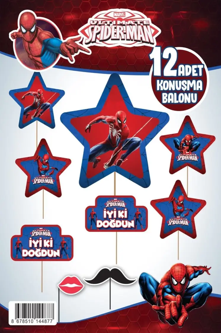 KONUŞMA BALONU SET 12 Lİ ÖRÜMCEK - Toptan Parti Malzemesi