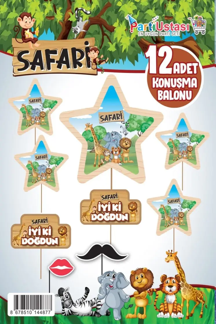 KONUŞMA BALONU SET 12 Lİ SAFARİ - Toptan Parti Malzemesi