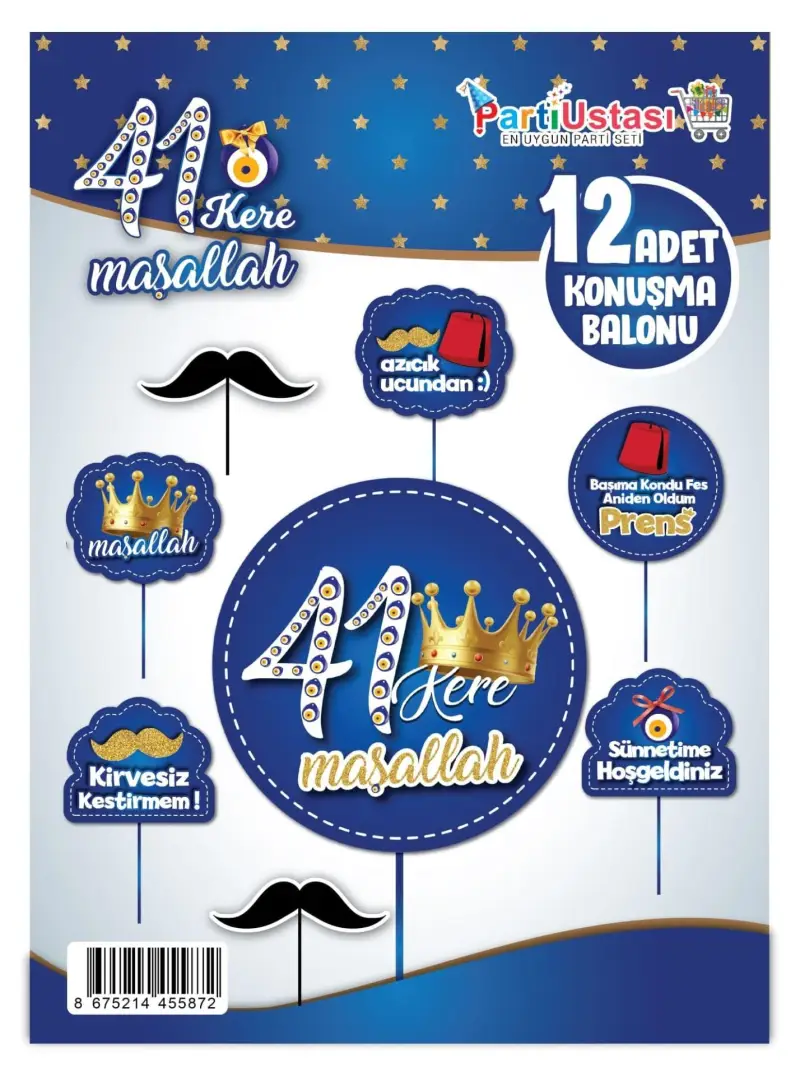 KONUŞMA BALONU SET 12 Lİ SÜNNET LACİVET - Toptan Parti Malzemesi