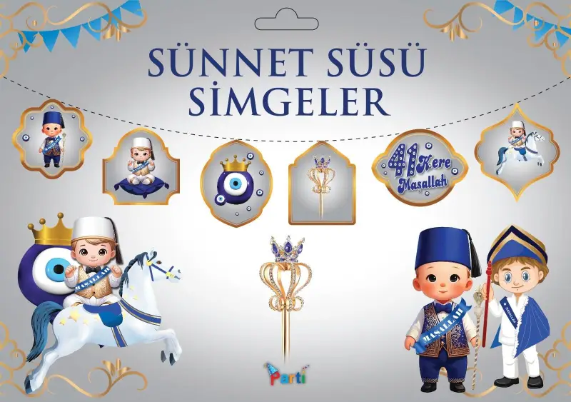 KOREOGRAFİ YENİ BANNER SÜNNET SİMGELER GÜMÜŞ - Toptan Parti Malzemesi
