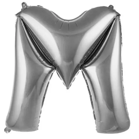 M- HARF 34 İNC GÜMÜŞ RENK BALON 76 CM - Toptan Parti Malzemesi