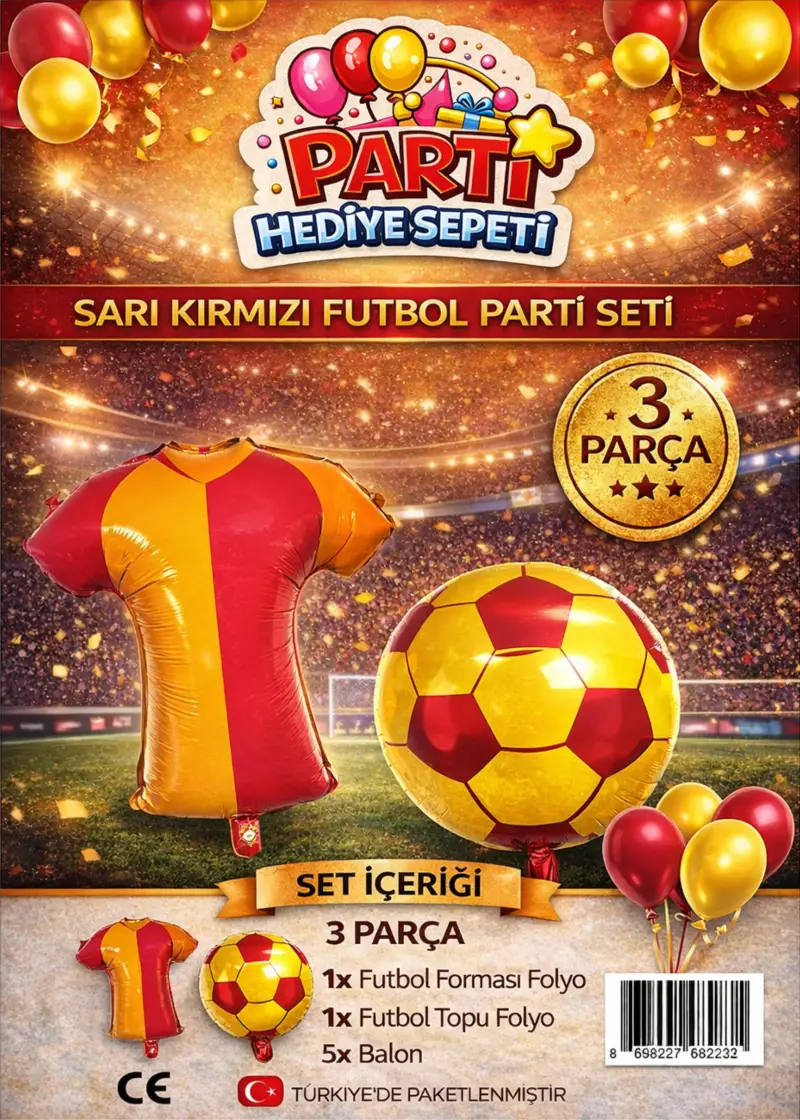 Sarı Kırmızı Taraftar Mini Parti Seti - Toptan Parti Malzemesi