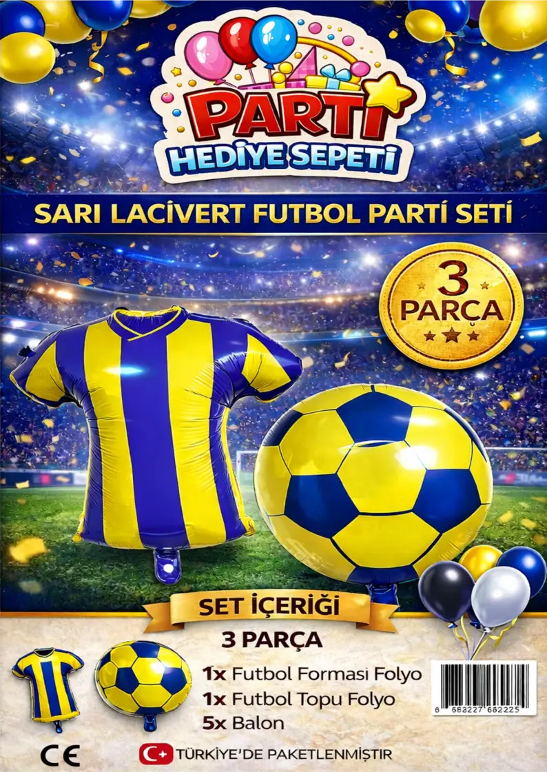 Sarı Lacivert Taraftar Mini Parti Seti - Toptan Parti Malzemesi