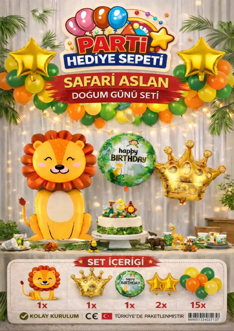Safari Aslan Doğum Günü Seti - Toptan Parti Malzemesi