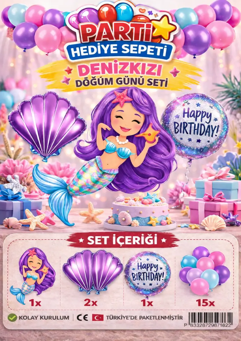 Denizkızı Doğum Günü Seti - Toptan Parti Malzemesi