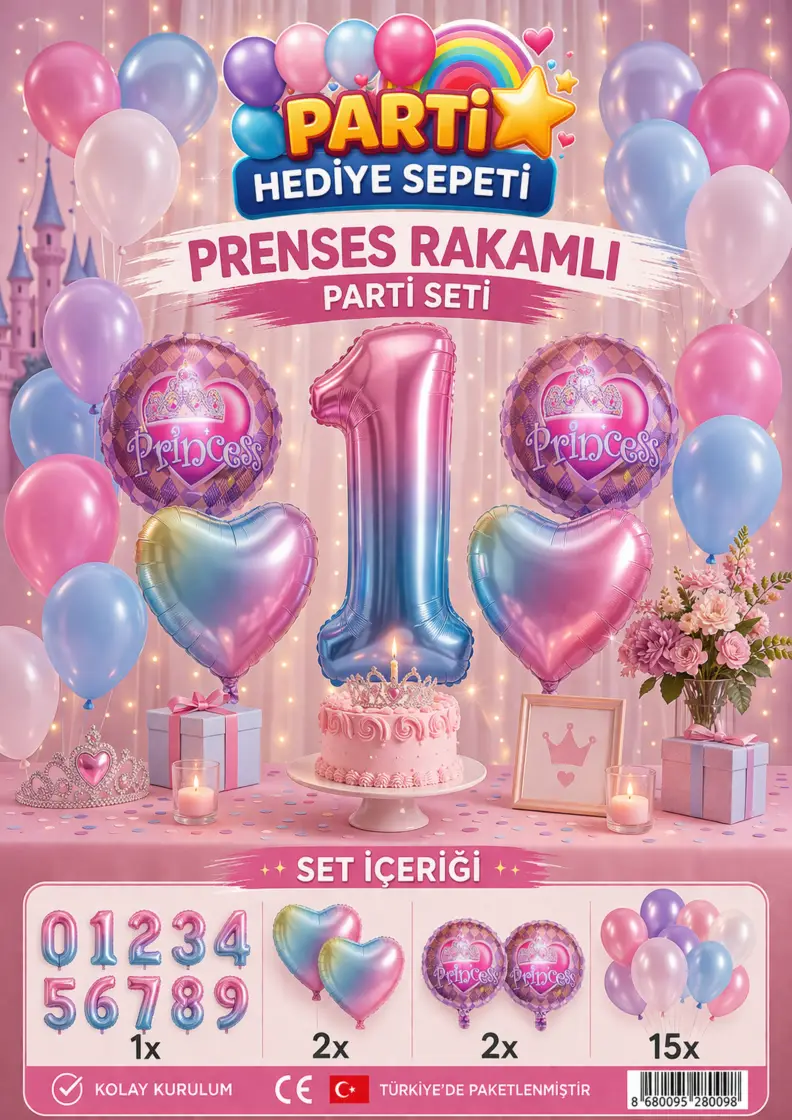 Prenses Rakamlı Parti Seti - Toptan Parti Malzemesi