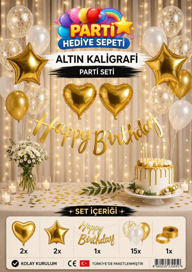 Altın Kaligrafi Parti Seti - Toptan Parti Malzemesi