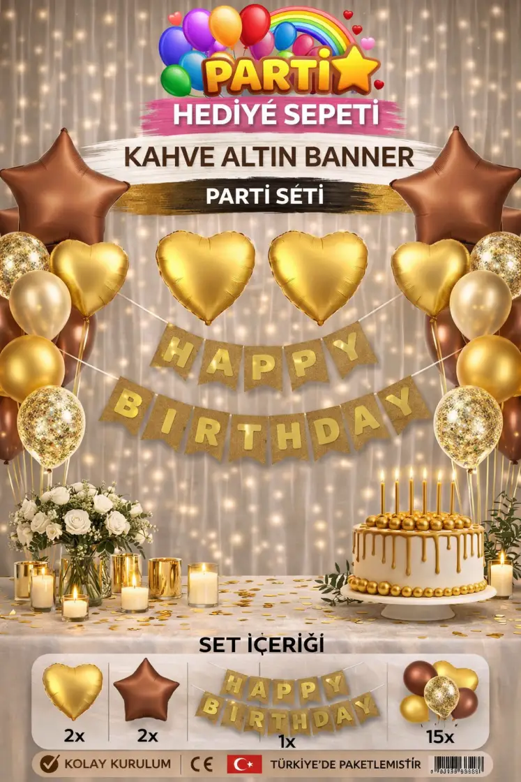Kahve Altın Banner Parti Seti - Toptan Parti Malzemesi