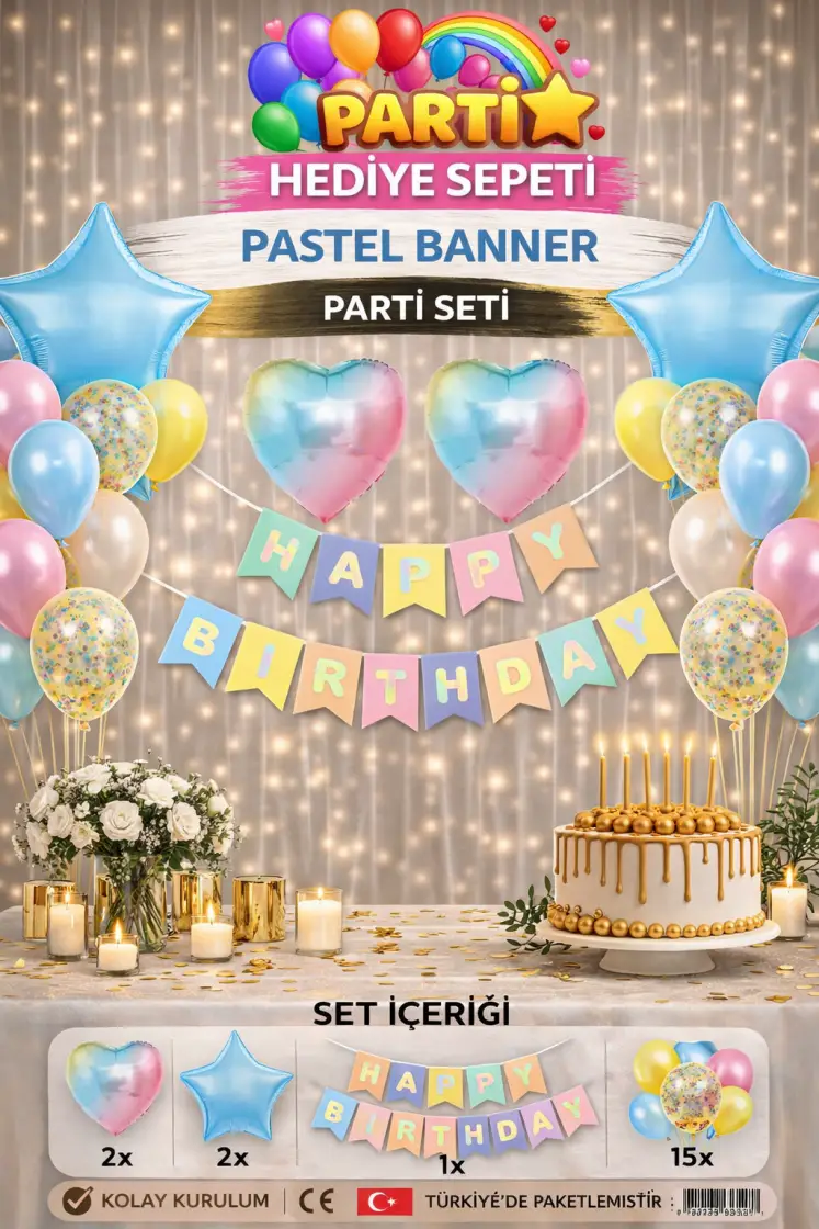 Renkli Banner Parti Seti - Toptan Parti Malzemesi