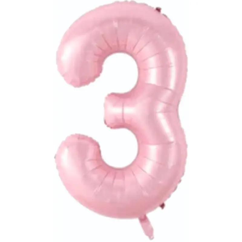 34" Rakam Folyo  ( 3 ) Pembe Renk - Toptan Parti Malzemesi