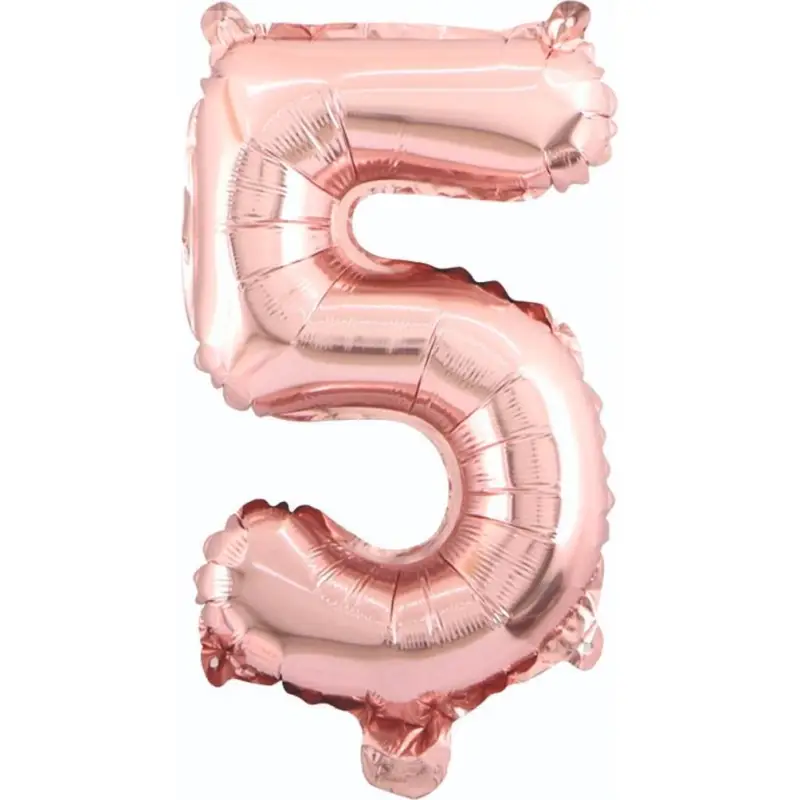 34" Rakam Folyo  ( 5 ) Rose Gold Renk - Toptan Parti Malzemesi
