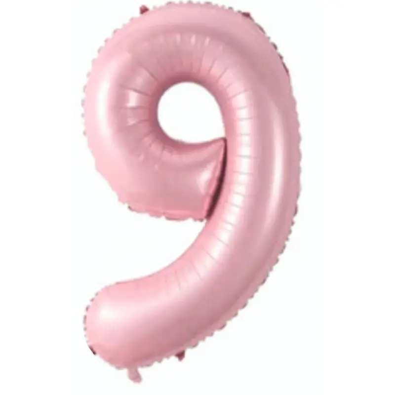 34" Rakam Folyo  ( 9 ) Pembe Renk - Toptan Parti Malzemesi