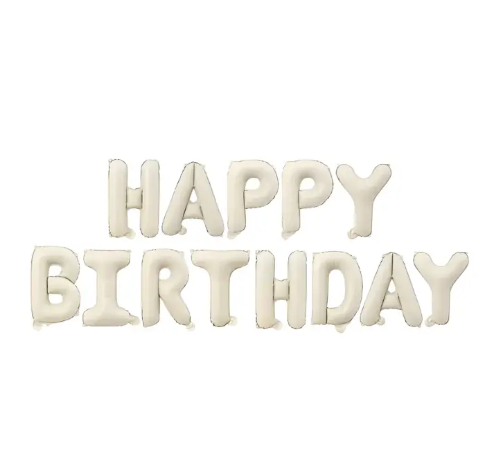 16'' Happy Birthday Krem Folyo - Toptan Parti Malzemesi