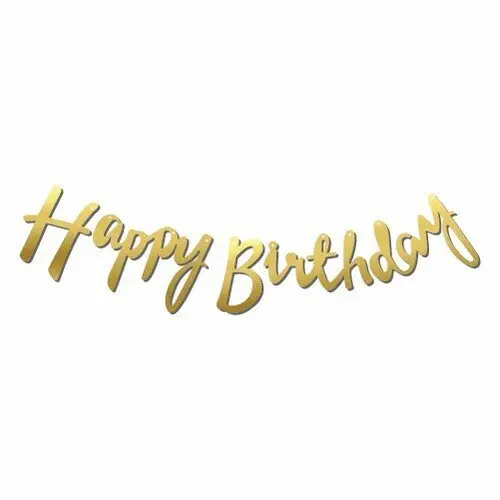 Kaligrafi Banner (Gold) Happy Birthday - Toptan Parti Malzemesi