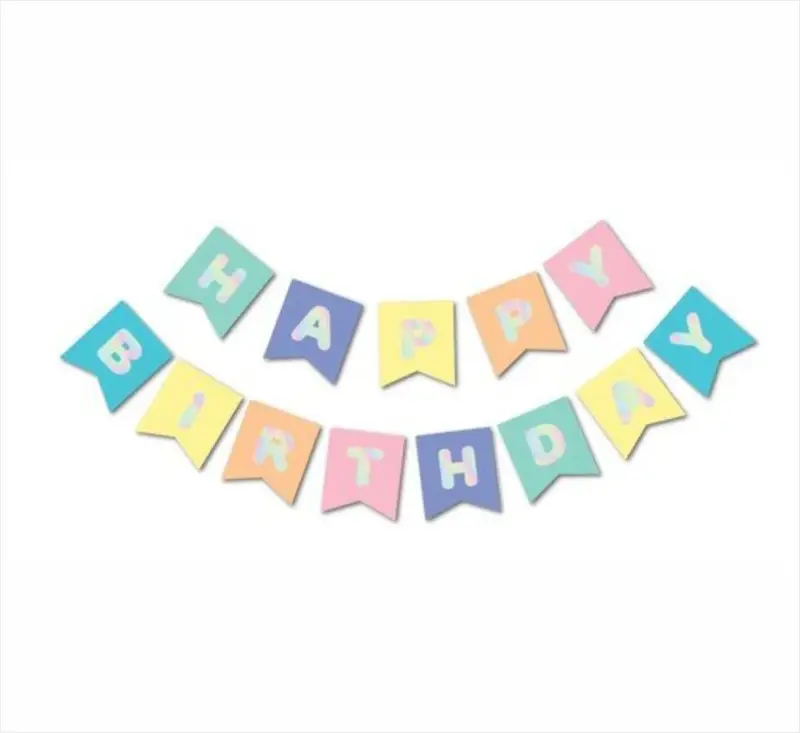 Makaron Happy Birthday Yaldızlı Banner - Toptan Parti Malzemesi
