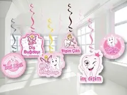 6'LI TAVAN SÜS PEMBE DİŞ - Toptan Parti Malzemesi