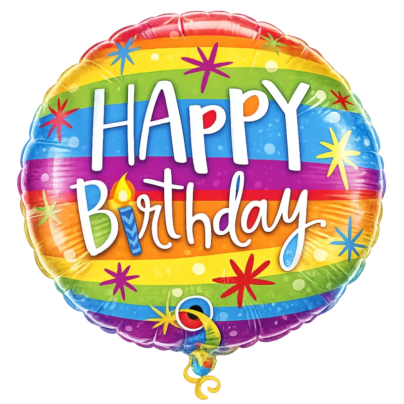 Yuvarlak Gökkuşağı H.Birthday Folyo - Toptan Parti Malzemesi