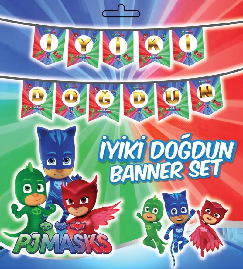 YAZI ZARF BANNER PJ MASKS - Toptan Parti Malzemesi