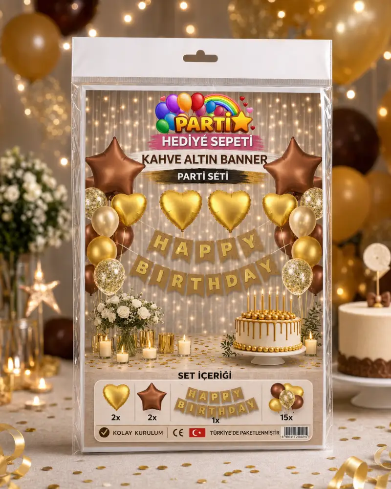 Kahve Altın Banner Parti Seti - Toptan Parti Malzemesi