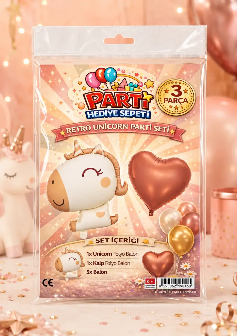 Retro Unicorn Mini Parti Seti