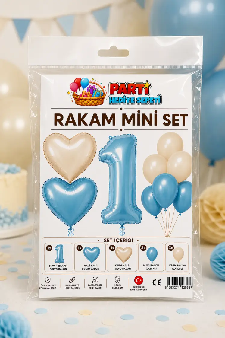 Mavi Rakam Mini Parti Seti (1) - Toptan Parti Malzemesi