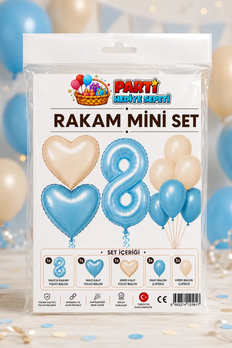 Mavi Rakam Mini Parti Seti (8)