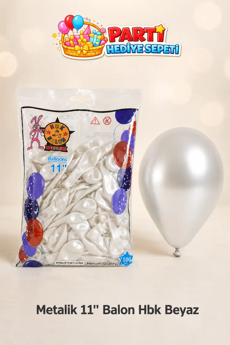 Metalik 11" Beyaz Balon (HBK) - Toptan Parti Malzemesi