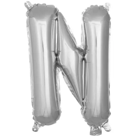 N- HARF 16 İNC GÜMÜŞ RENK BALON 36 CM - Toptan Parti Malzemesi