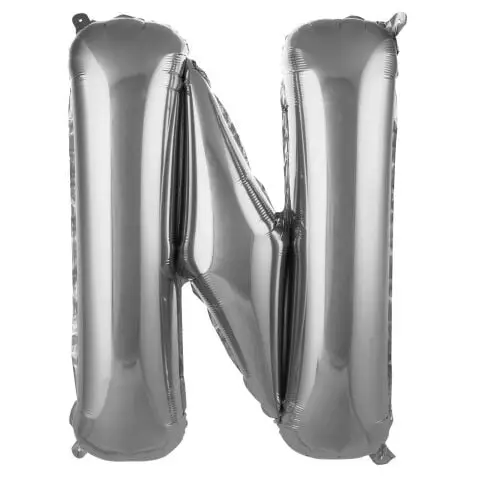 N- HARF 34 İNC GÜMÜŞ RENK BALON 76 CM - Toptan Parti Malzemesi