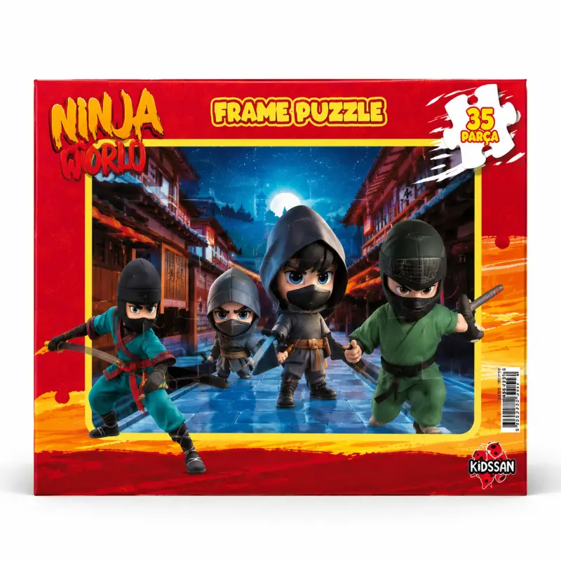 Ninja World Ninja Temalı 35 Parça Çerçeveli Puzzle - Toptan Parti Malzemesi
