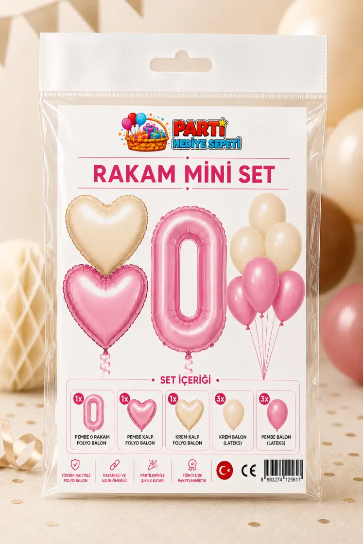 Pembe Rakam Mini Parti Seti (0)