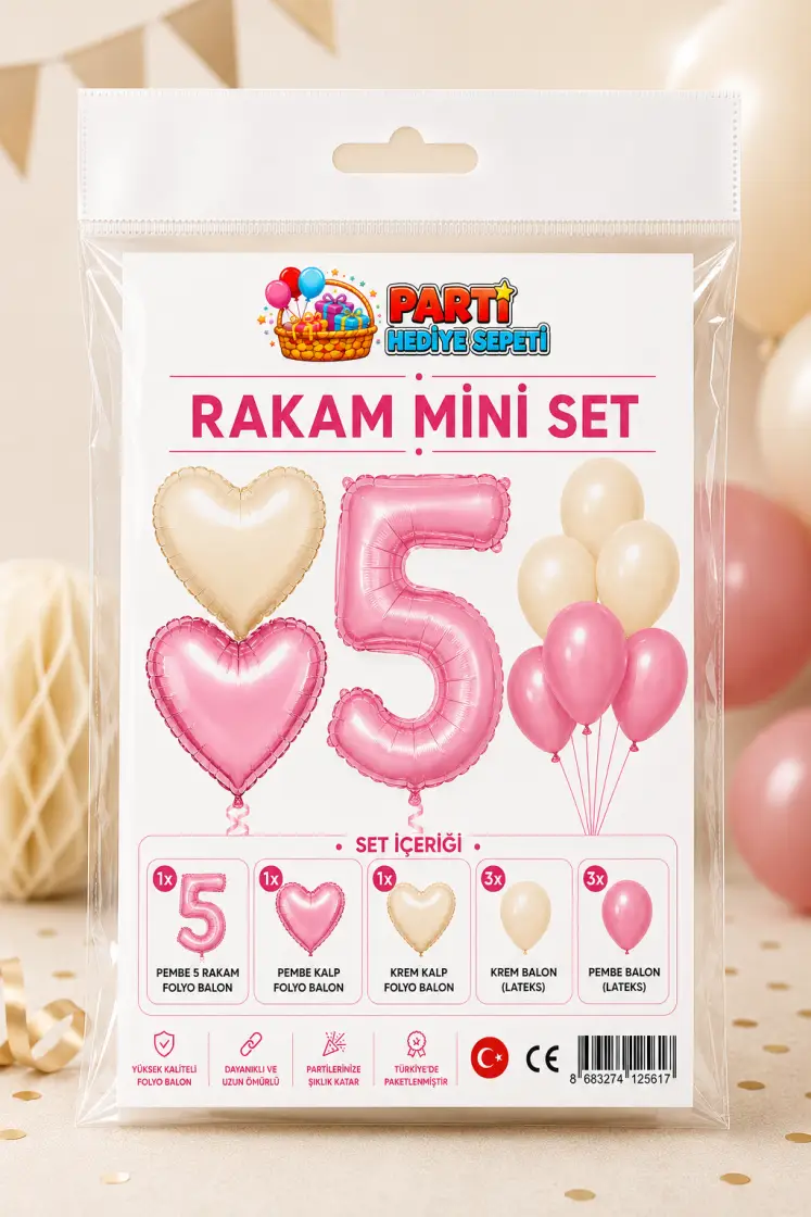 Pembe Rakam Mini Parti Seti (5)