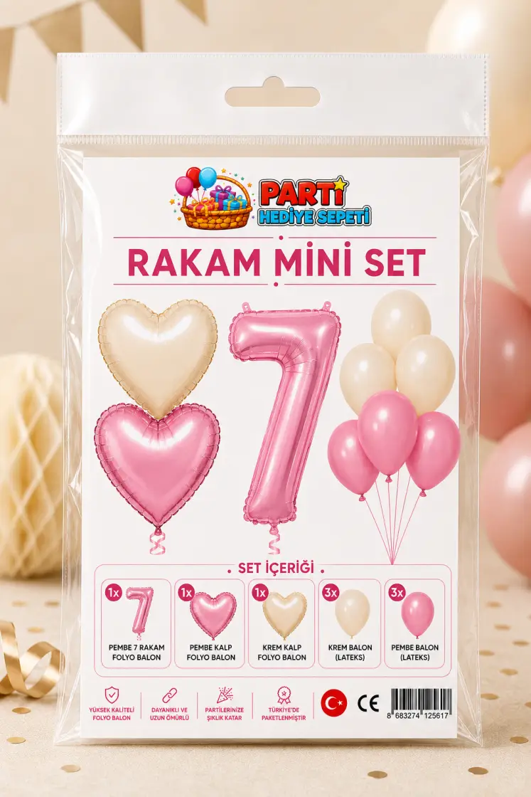 Pembe Rakam Mini Parti Seti (7)