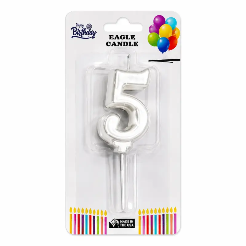 Rakam Mum 5 Beyaz - Toptan Parti Malzemesi