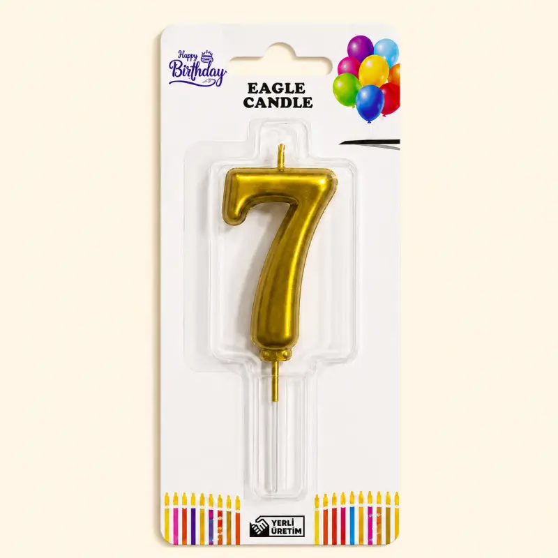 Rakam Mum 7 Gold - Toptan Parti Malzemesi