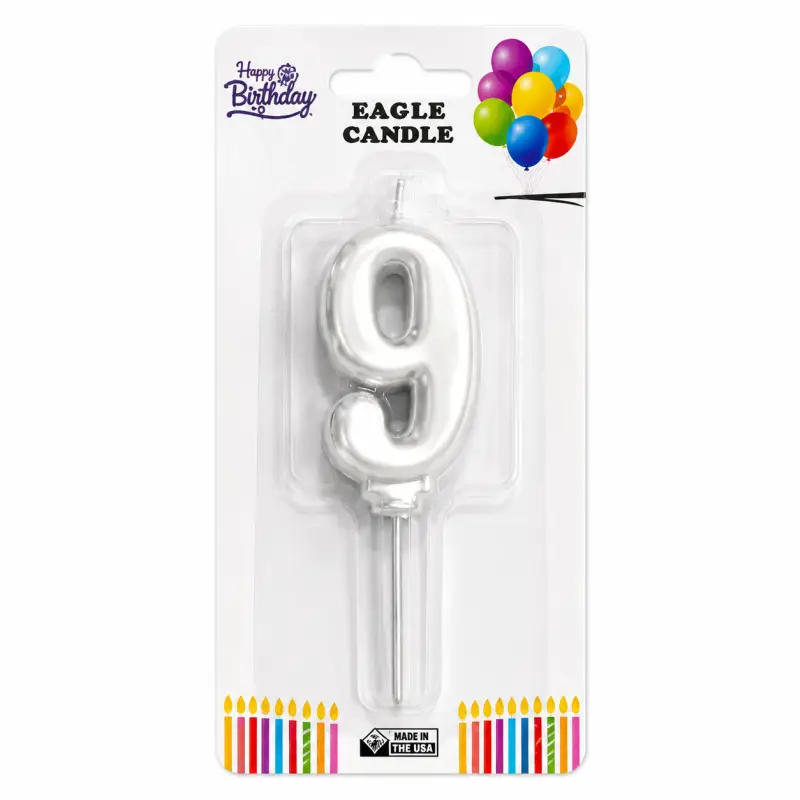 Rakam Mum 9 Beyaz - Toptan Parti Malzemesi