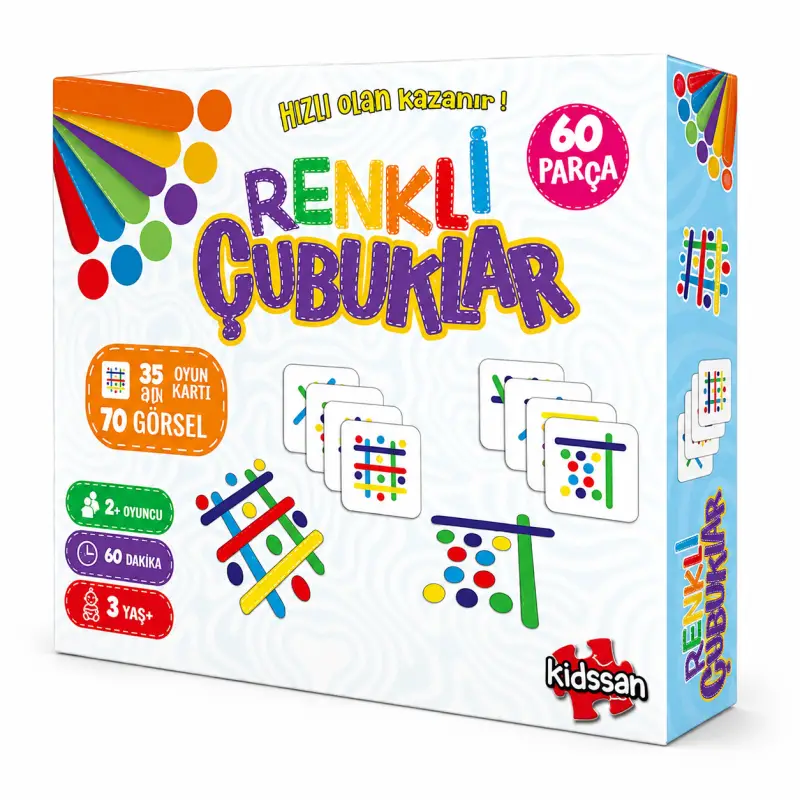 Renkli Çubuklar 60 Parça Akıl Oyunu - Toptan Parti Malzemesi